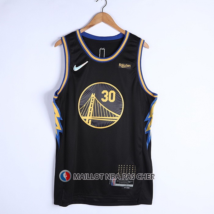 Maillot Golden State Warriors Stephen Curry NO 30 Ville 2021-22 Noir